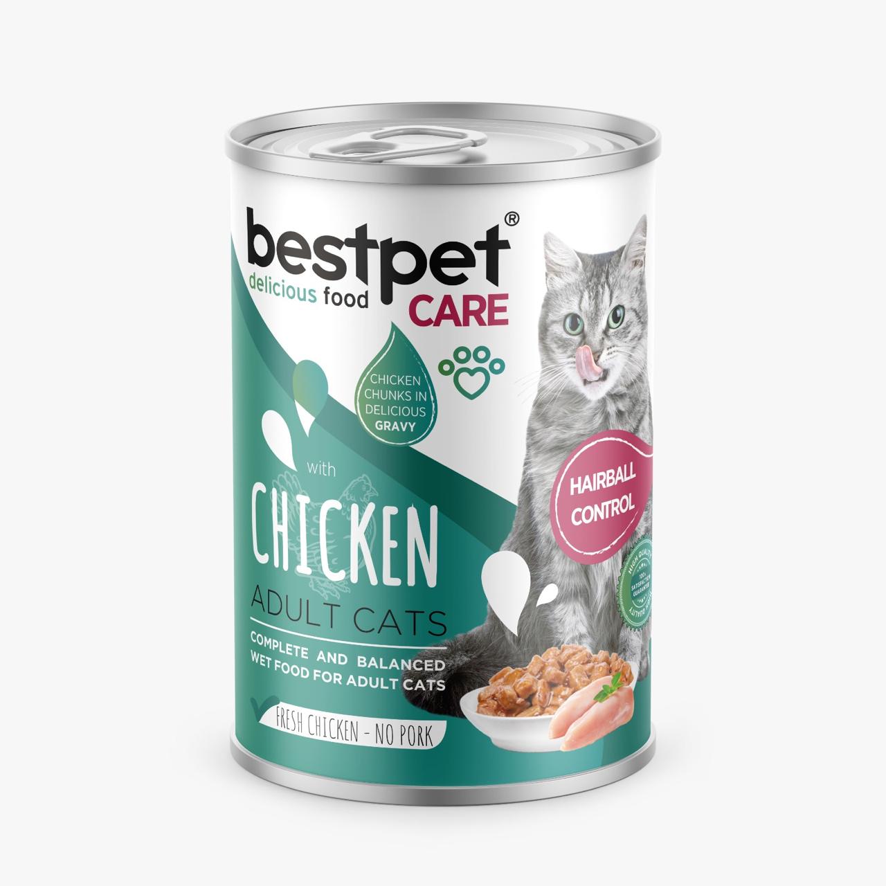 bestpet Cat Wet Food Chicken Hairball Control Can 400g – Happet