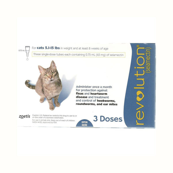 ريفوليوشن للقطط — نقط شهرية للبراغيث والديدان ودودة القلب (جرعة واحدة) | Revolution Cat 1 Dose