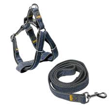 JEANS LEASH WITH HARNESS FOR MIDDLE SIZED DOGS (4-10KG)