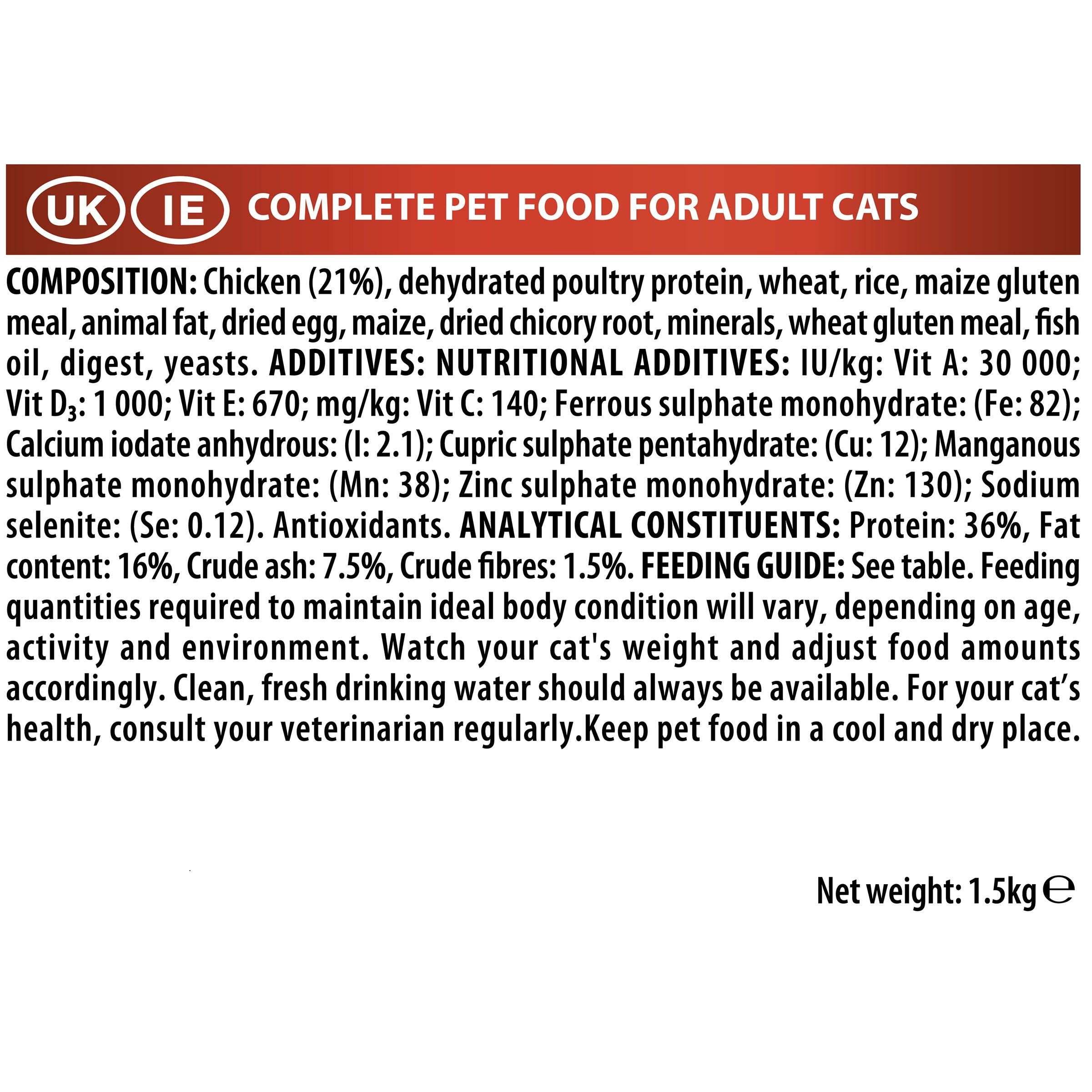 PURINA Pro Plan Original Adult Cat OPTIRENAL Chicken 1.5 KG