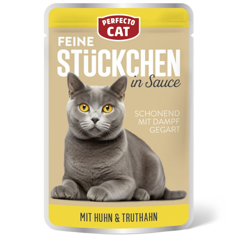 Perfecto Cat Feine Stuckchen in Gravy with Chicken & Turkey 100g