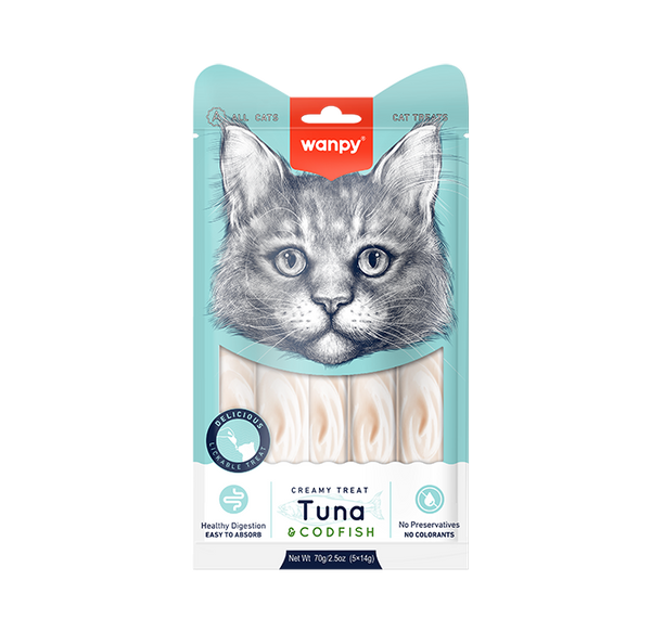Wanpy Creamy Treats Pack Of 5*14g (Tuna&Codfish)