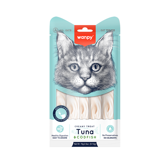Wanpy Creamy Treats Pack Of 5*14g (Tuna&Codfish)