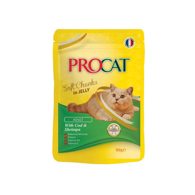 Procat Soft Chunks in Jelly with Cod & Shrimps 100gm