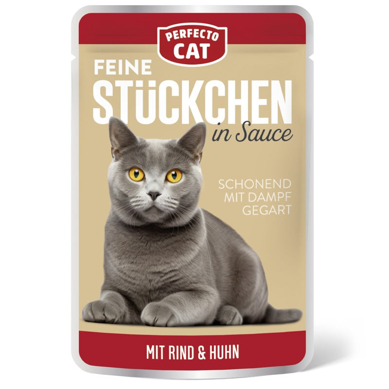 Perfecto Cat Feine Stuckchen in Gravy with Beef & Chicken 100g