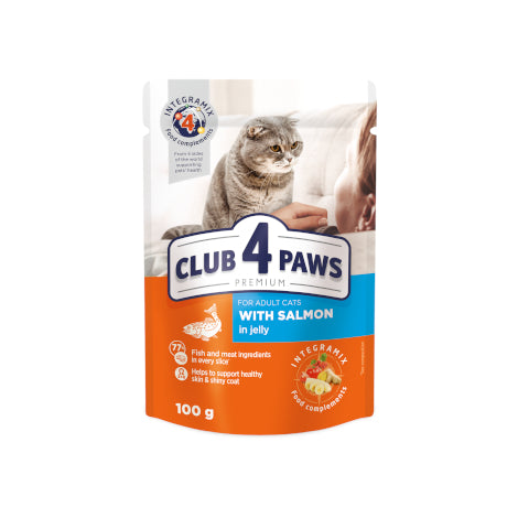 Club 4 Paws Wet Food with Salmon in Jelly for Adult Cats 100 g