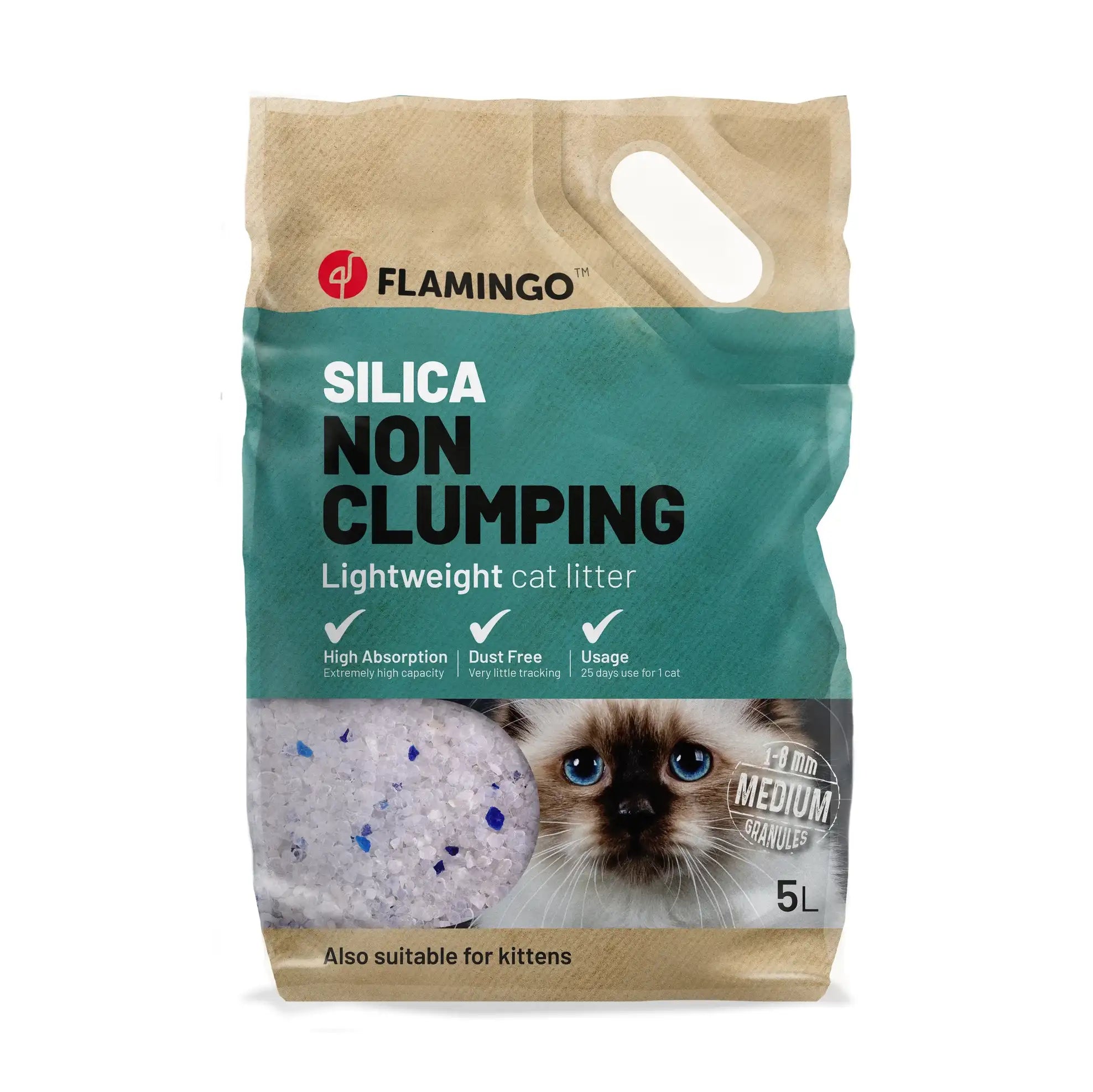 Flamingo Cat Litter Silica Medium Grains 5L