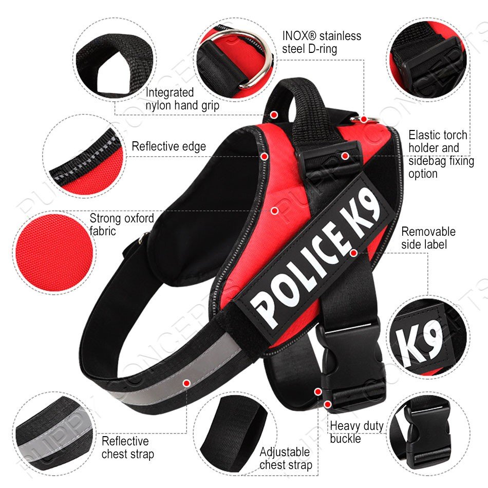 POLICE K9 HARNESS Medium Large Dogs (5.0 cm × 35-60 cm)