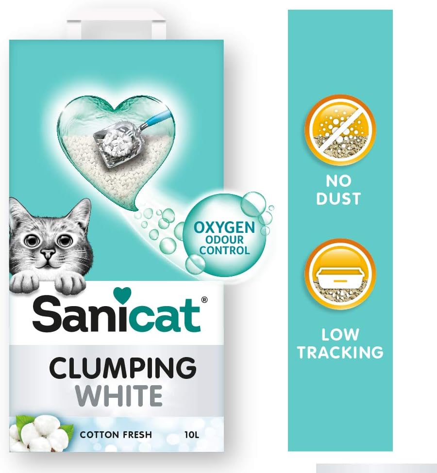 Sanicat - White - Cotton Fresh ultra clumping cat litter 10 L capacity