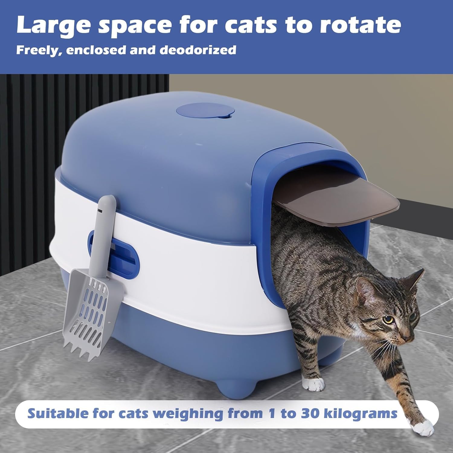 Naomi Submarine Oval Cat Litter Box with UV light & Scoop