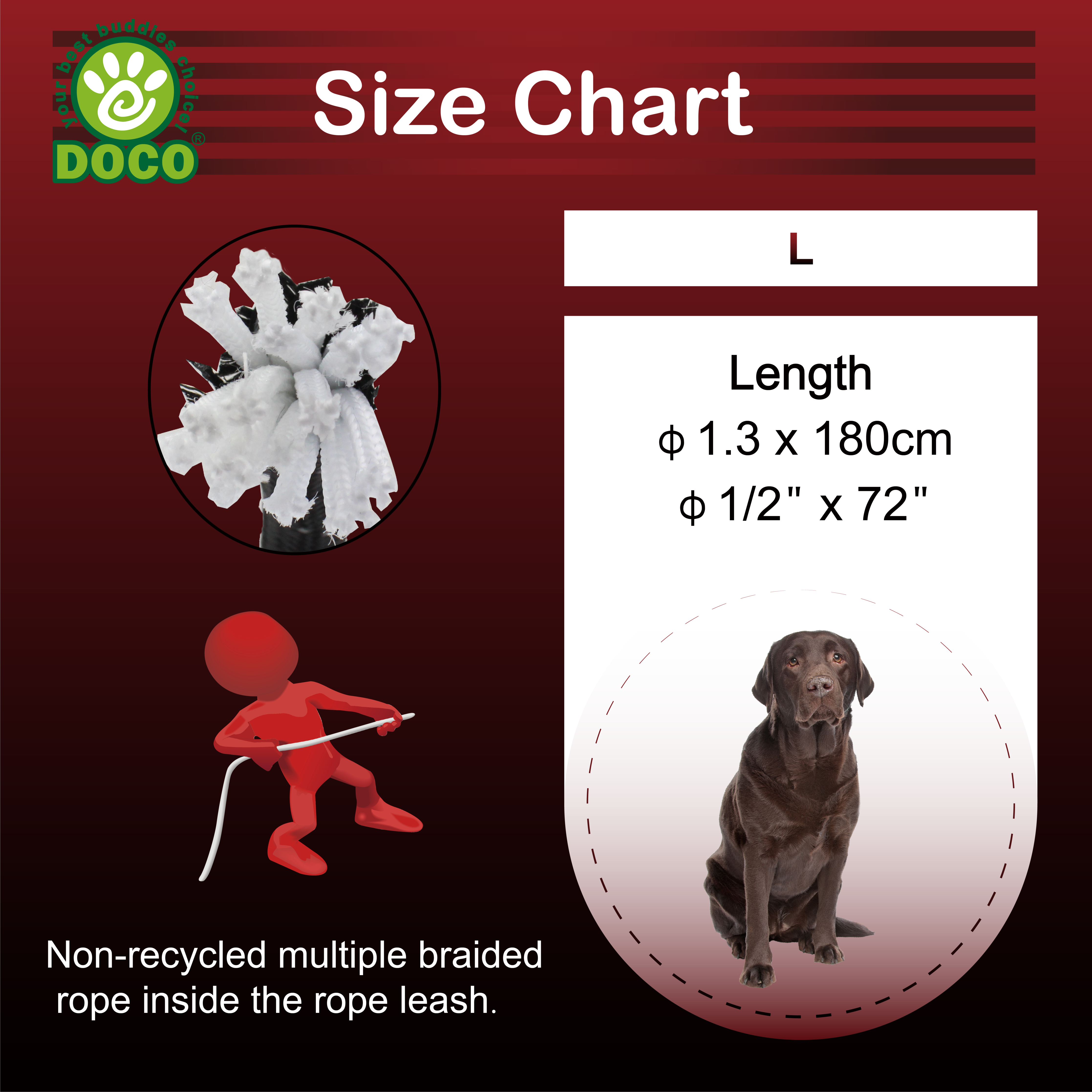 DOCO Reflective Rope Leash Large