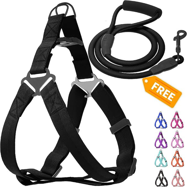 Dog Rope Large  Leash Harness Nylon (2-in-1) - Black