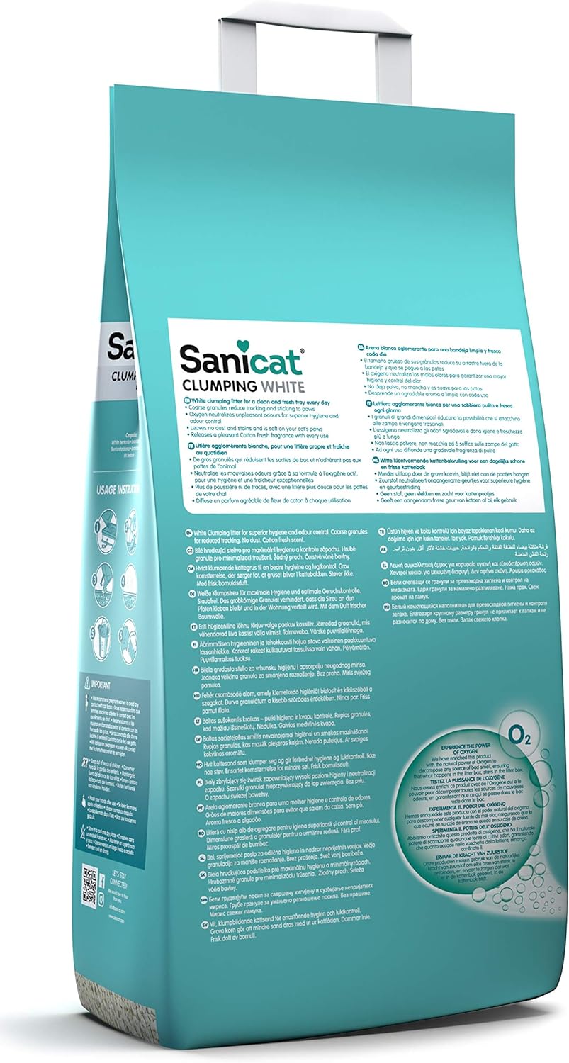 Sanicat - White - Cotton Fresh ultra clumping cat litter 10 L capacity