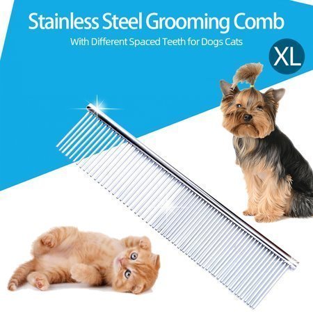 Stainless Steel Grooming Combs Dog Comb Pet Grooming Shedding Comb with Different Spaced for Dogs and Cats