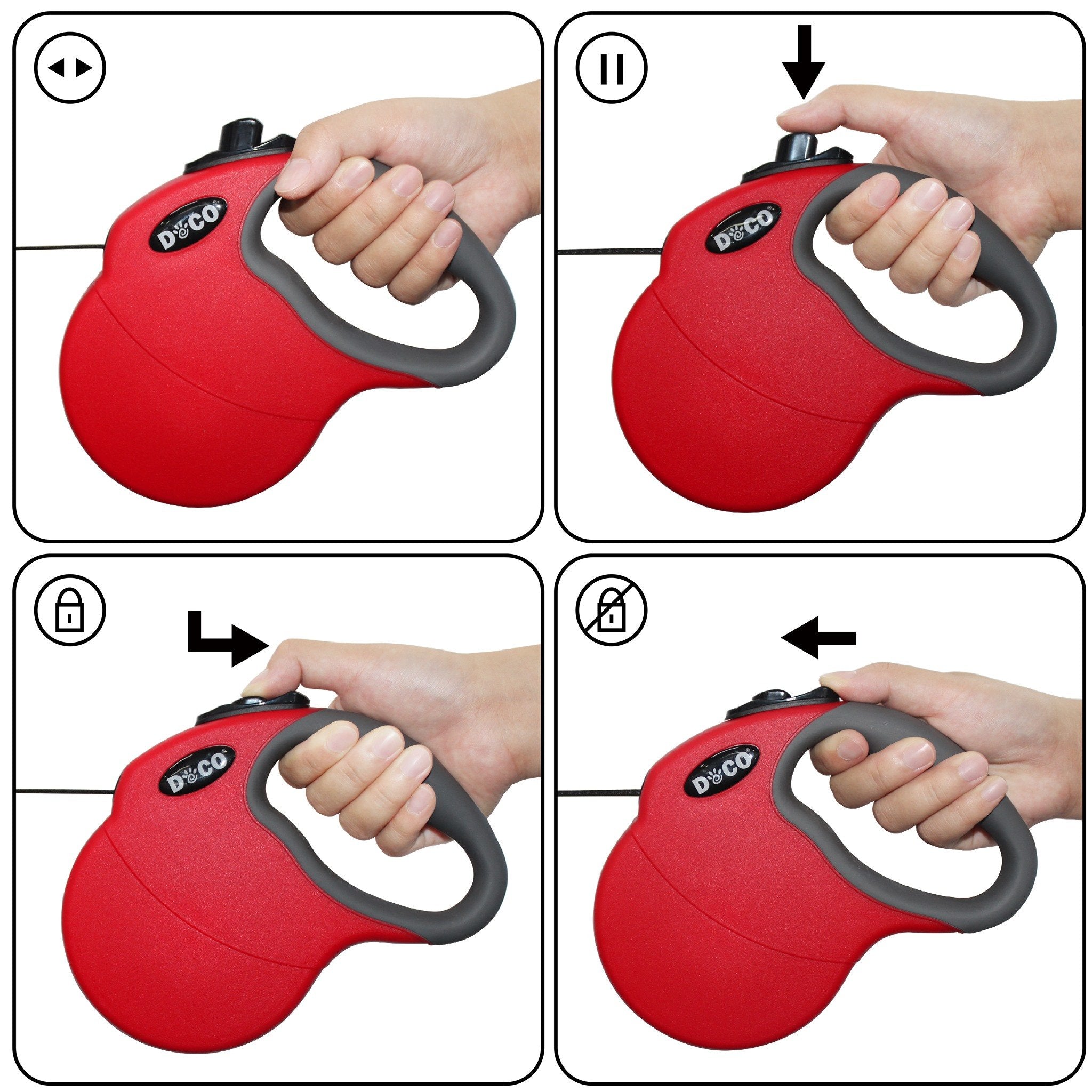 DOCO? ADVENTURE RETRACTABLE LEASH / Small up to 10kg 4M Red