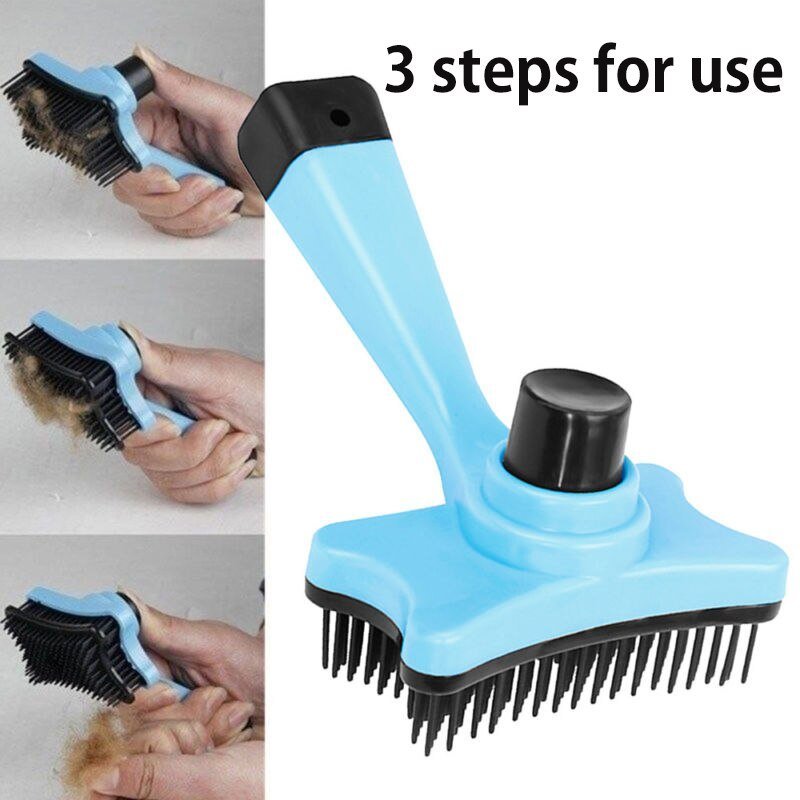 Head Automatic Dog Brush Plastic Shedding Pet Grooming Brush  For Dogs Cats