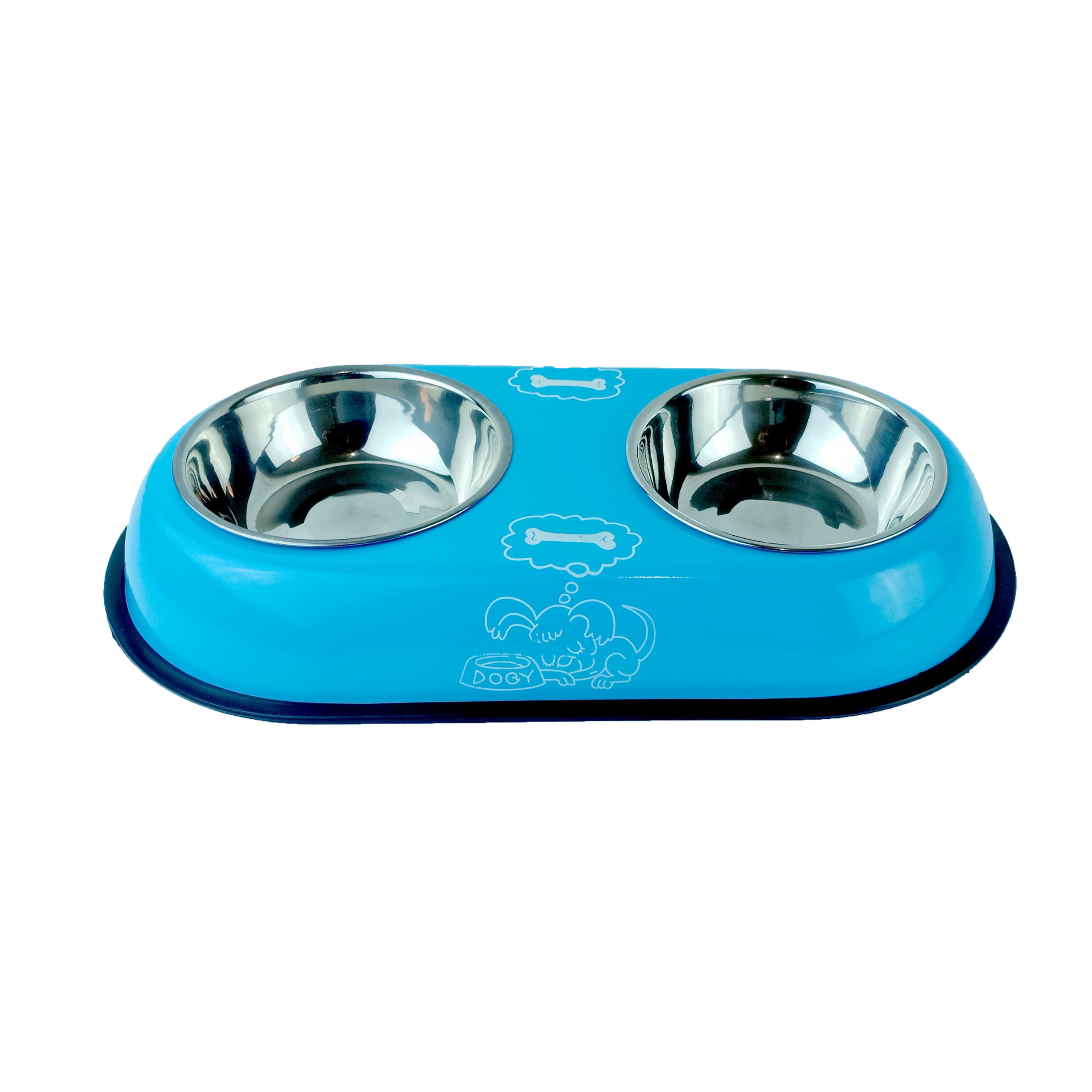 Stainless Steel Double Bowl Dog Cat colored base