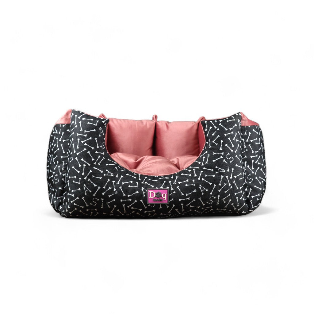 Petmoda Bone Pattern small Bed Black and Cashmere