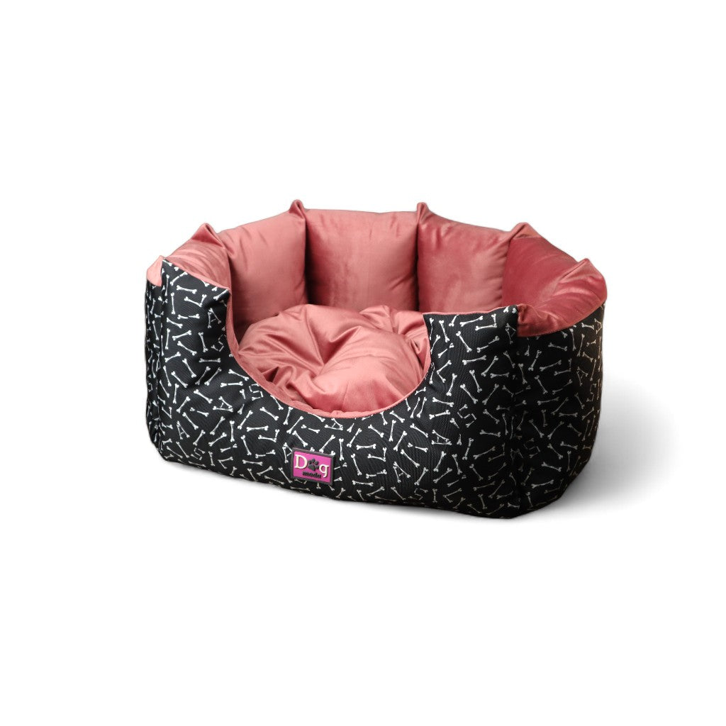 Petmoda Bone Pattern small Bed Black and Cashmere