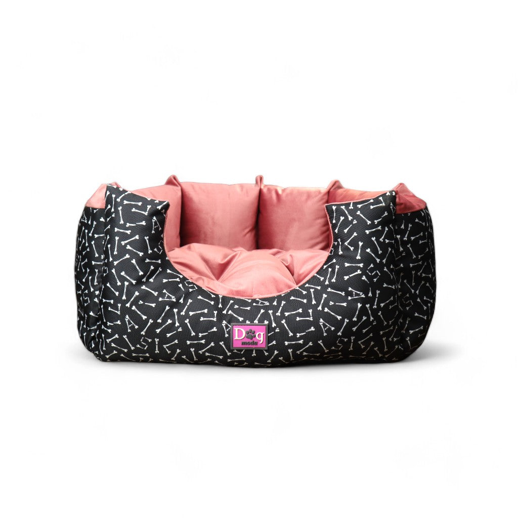 Petmoda Bone Pattern small Bed Black and Cashmere