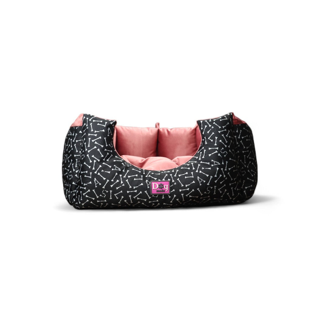 Petmoda Bone Pattern small Bed Black and Cashmere