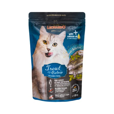 Leonardo Cat Wet Food Trout&Catnip Pouch 85g