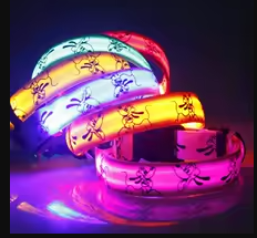 Nylon LED Dog Light Collar Cat Night Safety Flashing Glow Dark Electric Pets