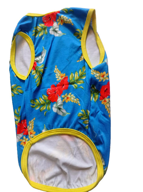 DOG MODA BEACH-FLOWERS-PRINTED T-SHIRT -XL