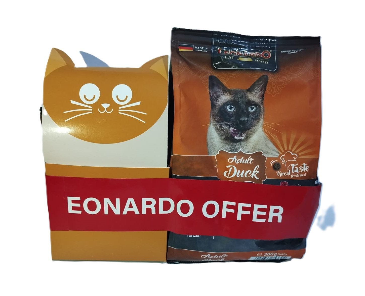 Leonardo Duck Cat Dry Food 300gm - 1.8kg - 7.5kg - 15kg + Free Gift
