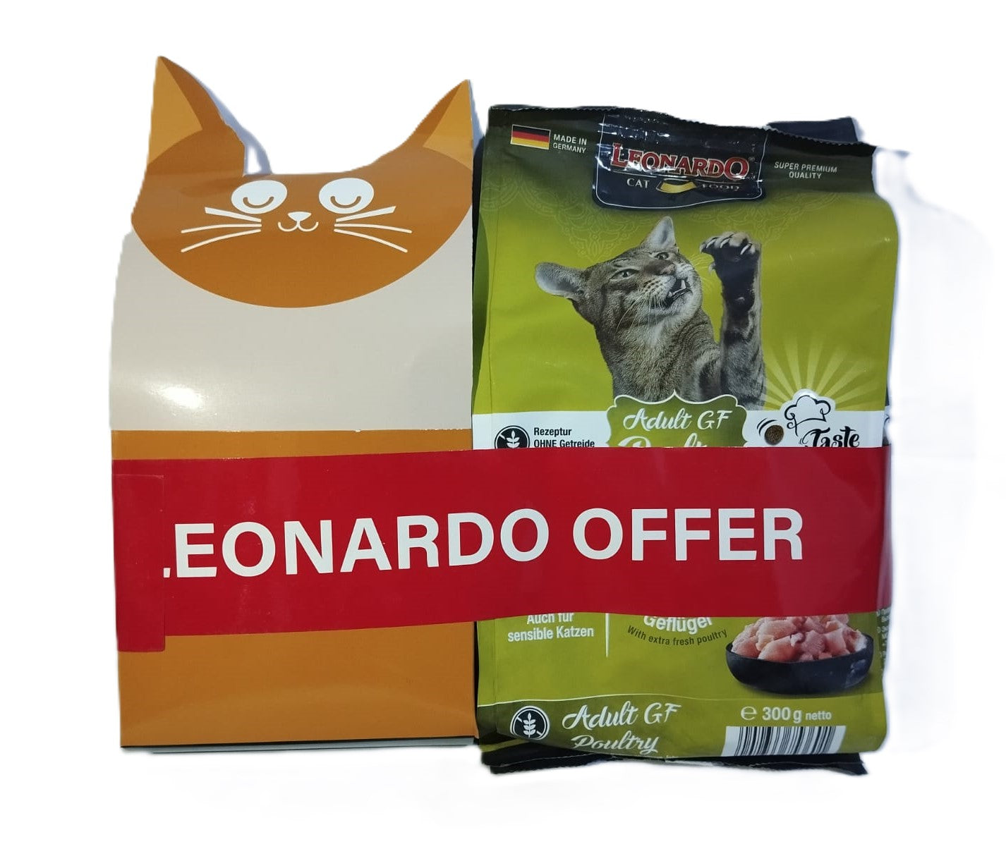 Leonardo Grain Free Poultry Cat Dry Food 300g + 200g Free