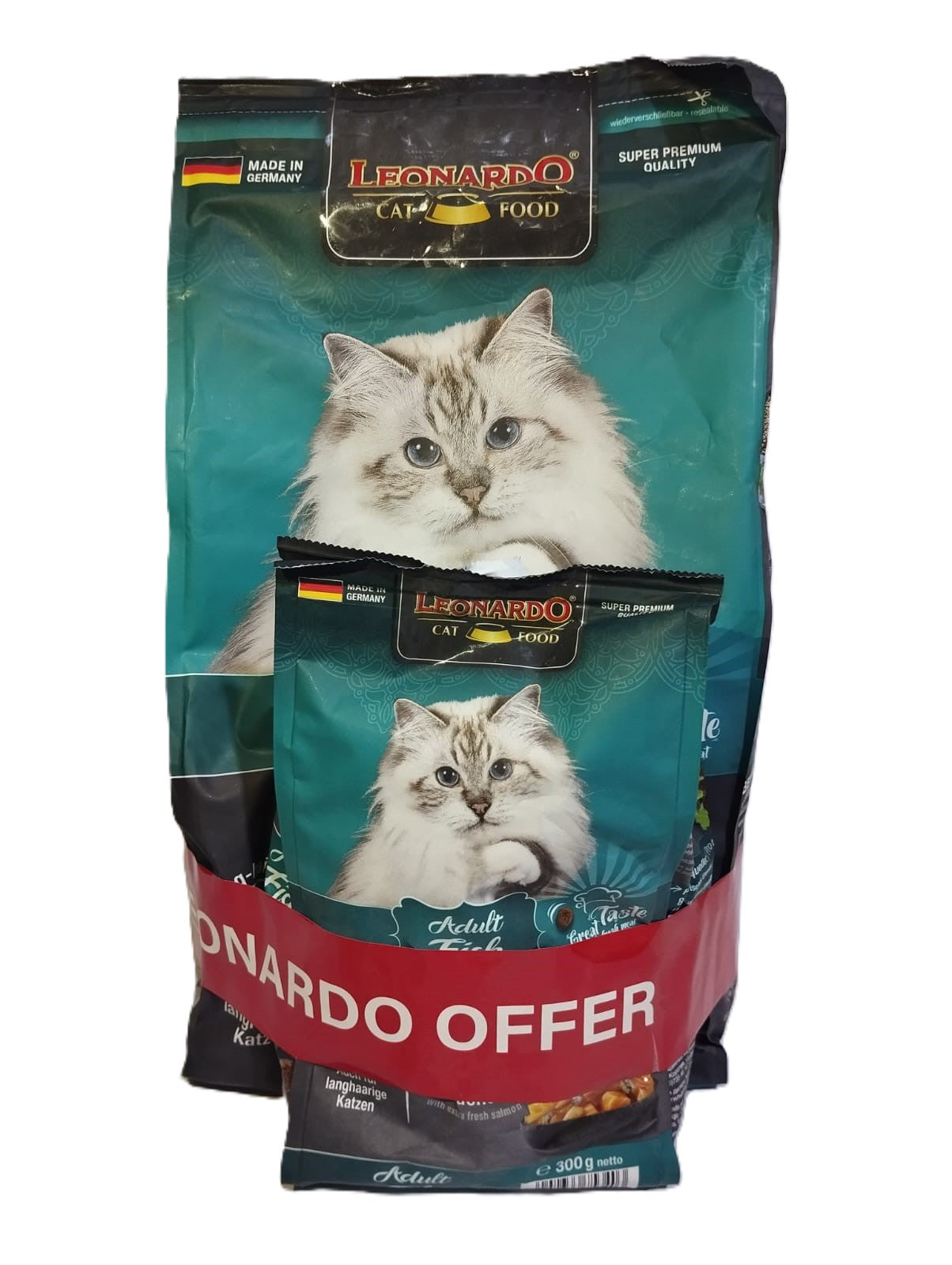 Leonardo Fish Cat Dry Food  300gm - 1.8kg - 7.5kg - 15kg + Free Gift