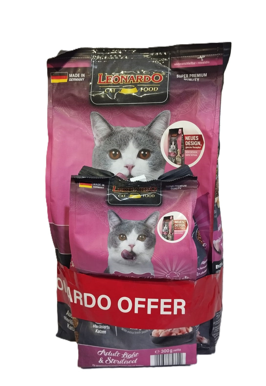 Leonardo Light&Sterilised Cat Dry Food 1.8kg + 300g Free