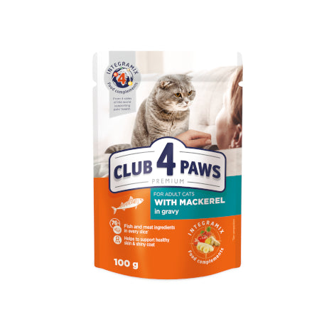 Club 4 Paws Wet Food with Mackerel in Jelly for Adult Cats 100 g