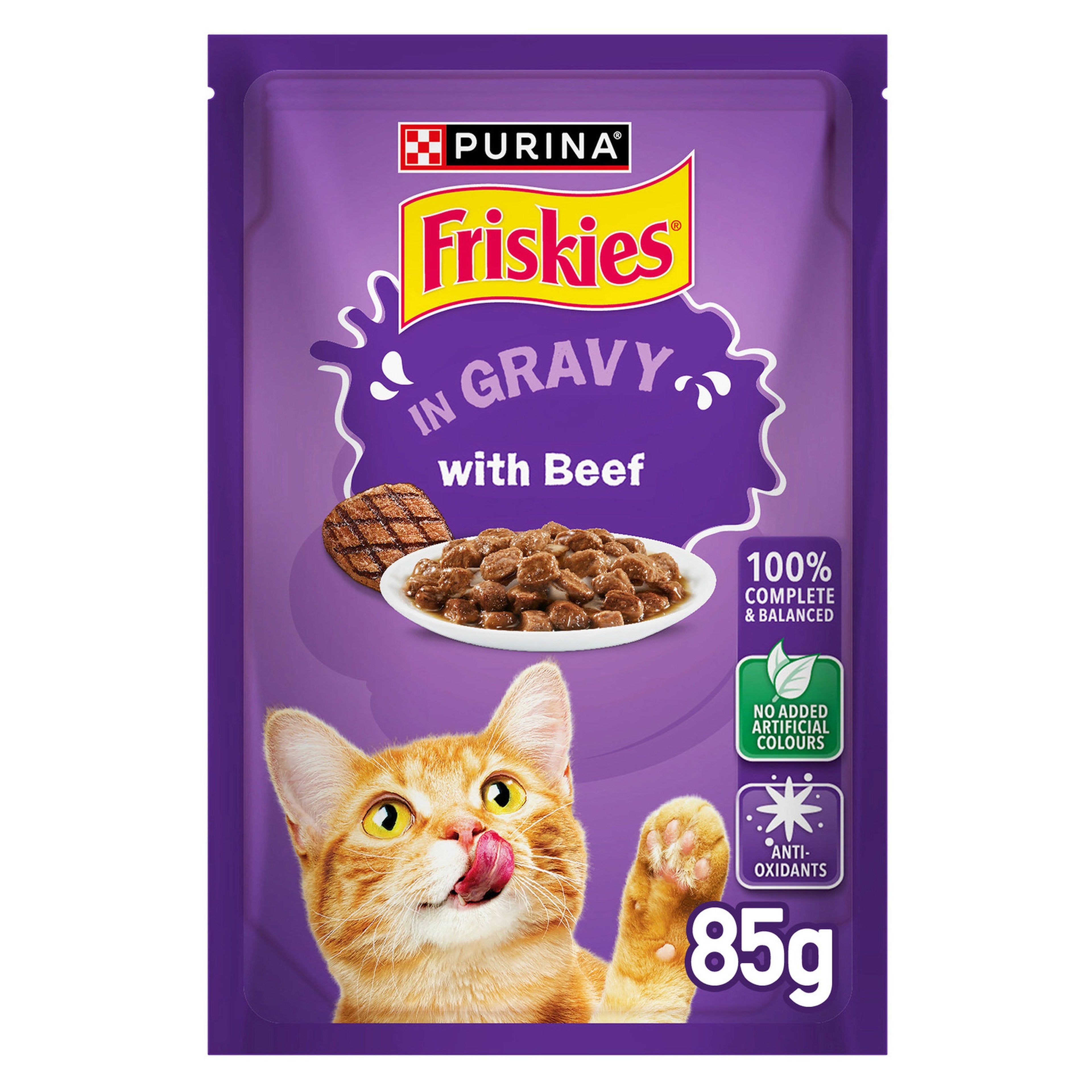 Friskies Beef Chunks in Gravy Pouch 85g