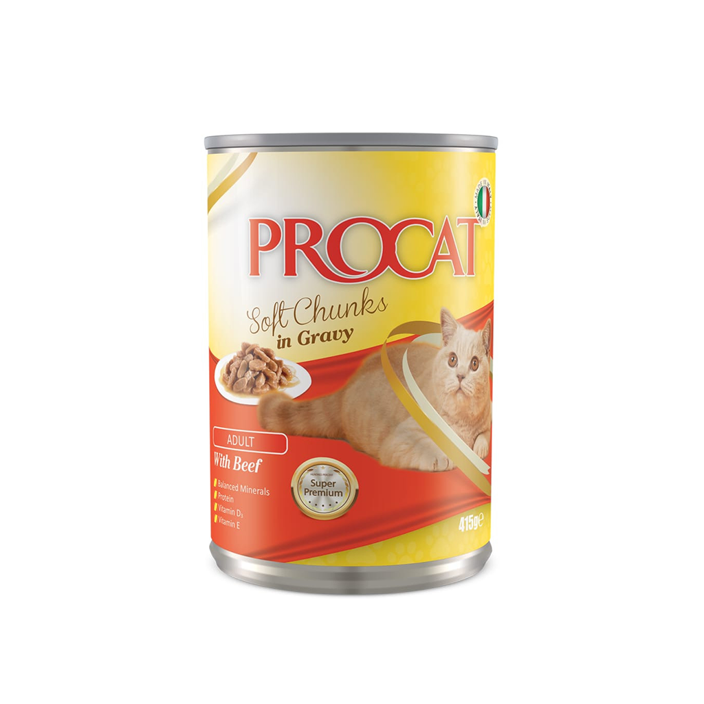 ProCat Chunks in Gravy With Beef 415g