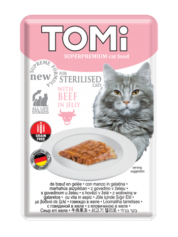 Tomi for sterilised cats beef in jelly 85g