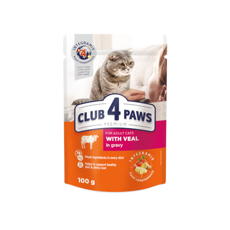 Club 4 Paws Wet Food with Veal in Jelly for Adult Cats 100 g