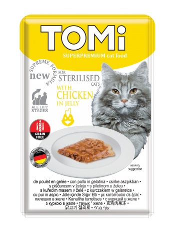 Tomi for sterilised cats chicken in jelly 85g