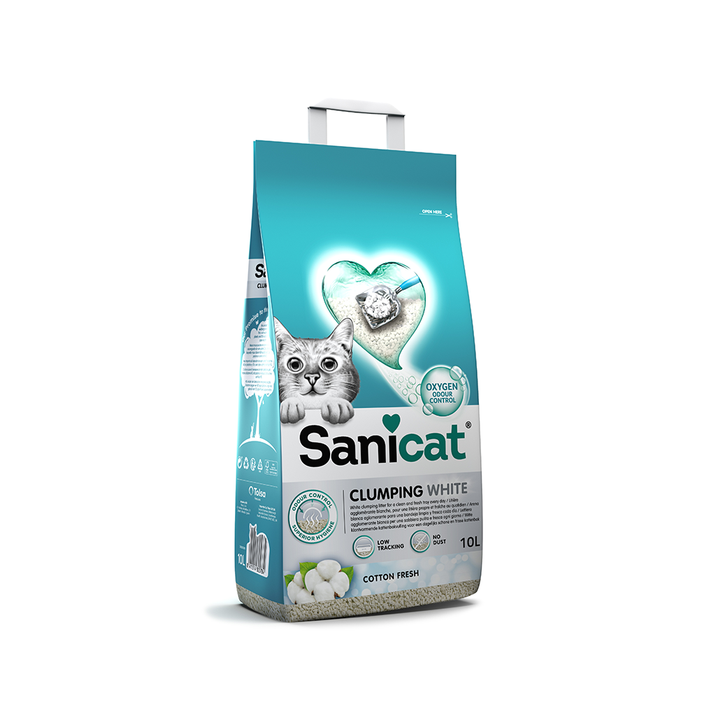 Sanicat - White - Cotton Fresh ultra clumping cat litter 10 L capacity