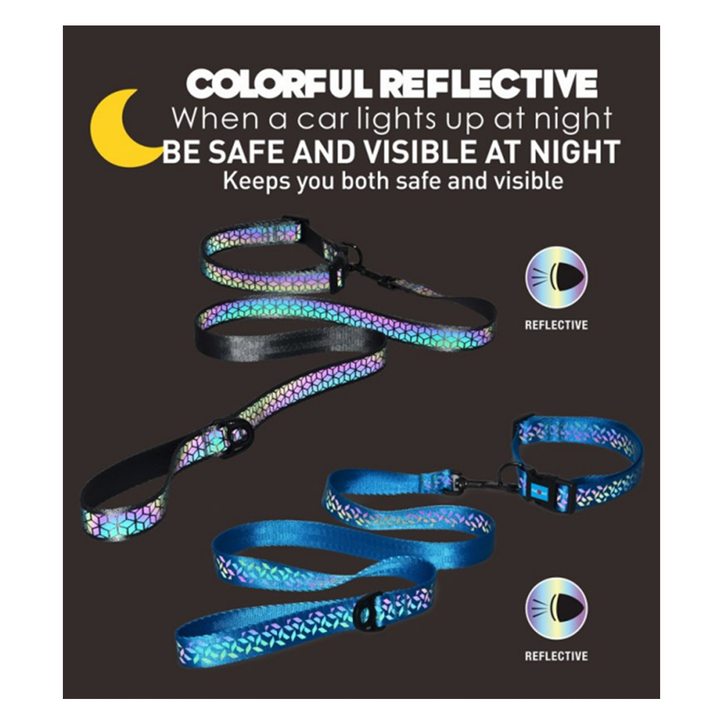 Naomi nylon Leash and Collar Reflective Pattern