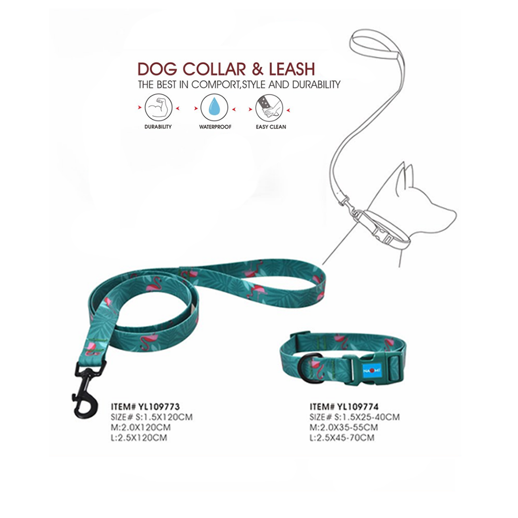 Naomi Impossible missions Flamingo Medium collar with Leash