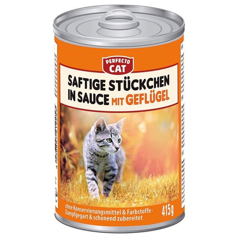 Perfecto Cat Saftige Stuckchen in sauce mit Geflugel 415g