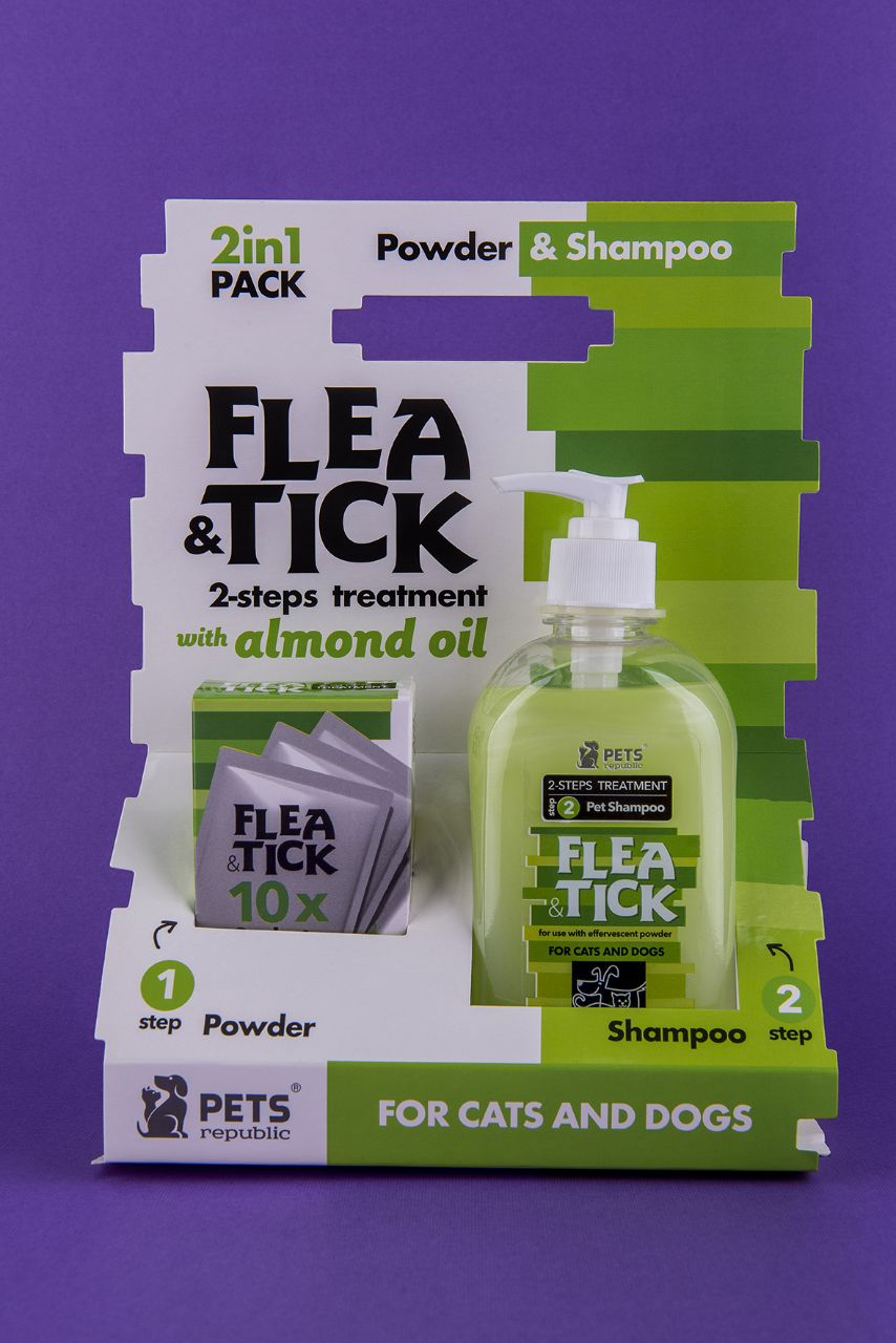 Pets Republic Flea & Tick powder & Shampoo with almond oil 140gm