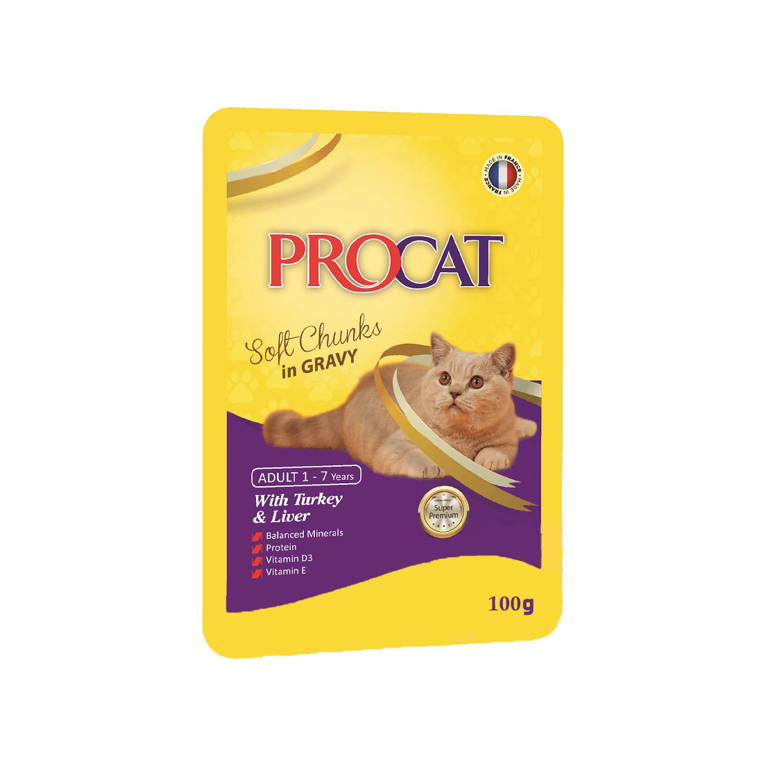 Procat Soft Chunks in Jelly with Turkey & Liver 100gm