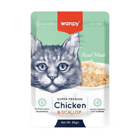 Wanpy Super Premium Chicken & Scallop Wet Cat Food 85g