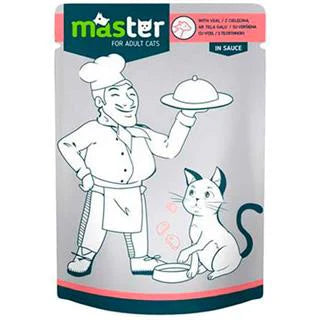 Master Cat Wet Food Adult with Veal in Sauce Pouch 80 g – Happet