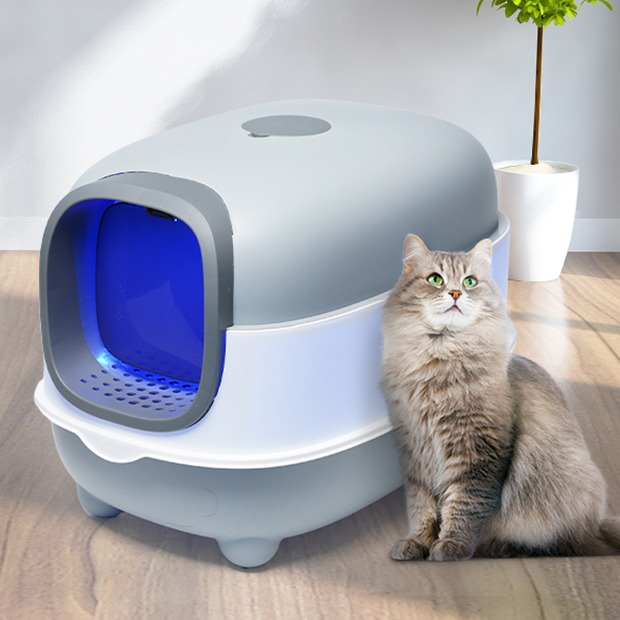 Naomi Submarine Oval Cat Litter Box with UV light & Scoop