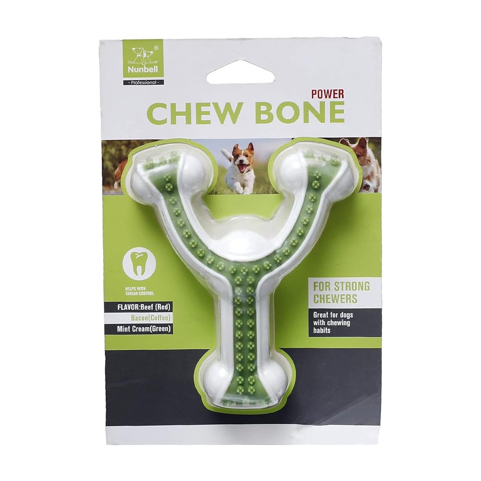 Nunbell Power Chew Bone For medium Dogs - White Green-black-red