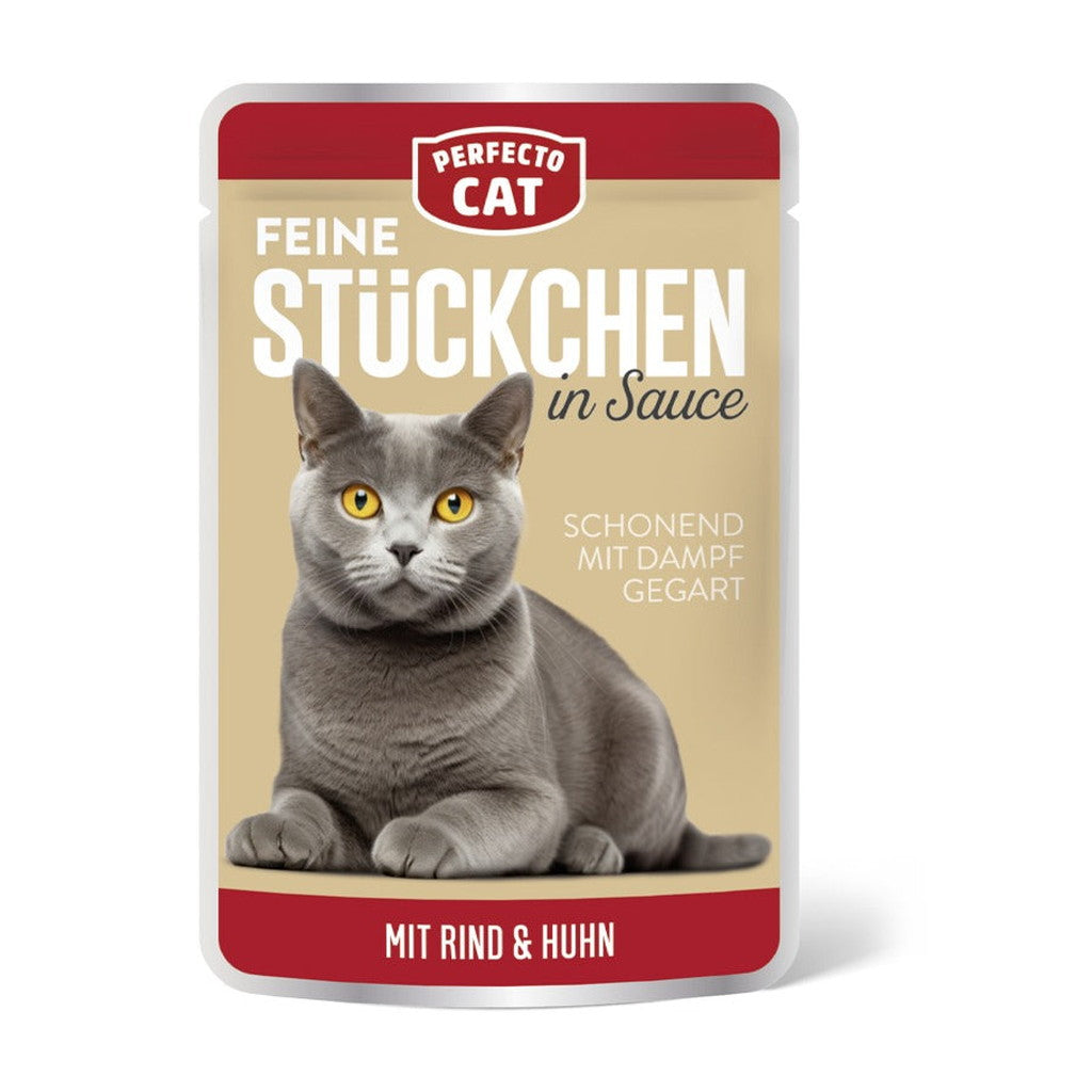Perfecto Cat Feine Stuckchen in Gravy with Beef & Chicken 100g