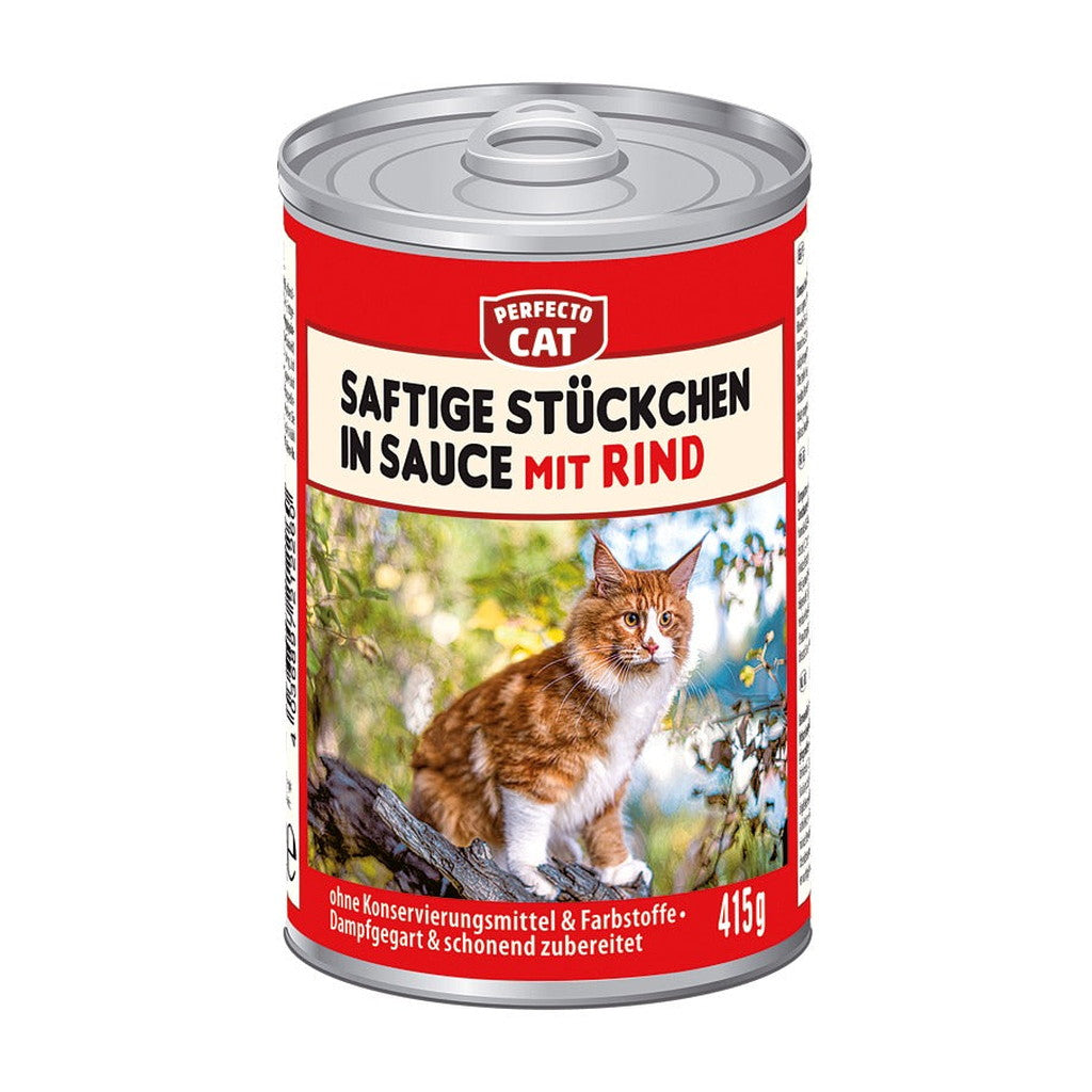 Perfecto Cat Saftige Stuckchen in sauce mit Rind 415g